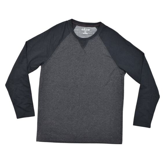 Orvis Men's Medium Rayon T-Shirt Gray/Black PreownedSuper soft Long Sleeve - Picture 1 of 6